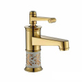 5896-11A Single handle golden taps , hot cold water hand wash basin golden faucet